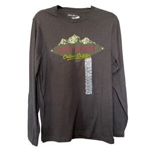 Eddie Bauer T Shirt Gray Long Sleeve Asphalt Ridge Graphic Tee Size Small NWT